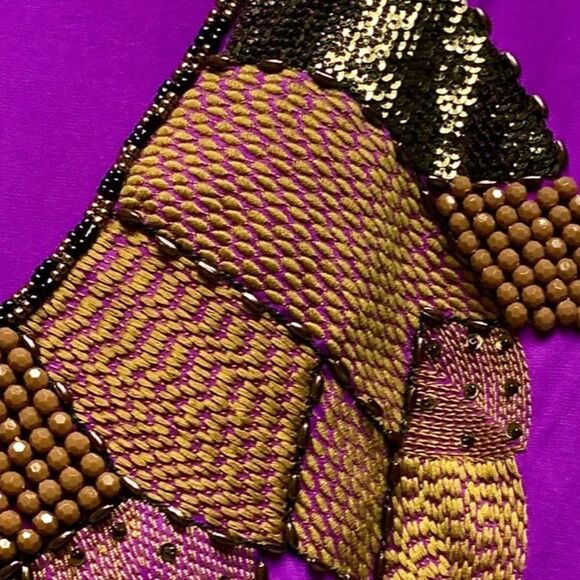 𝅺$110 Gianni Bini Embellished Beaded Deep-V Elastic Waist Dress Size Small - Picture 3 of 8